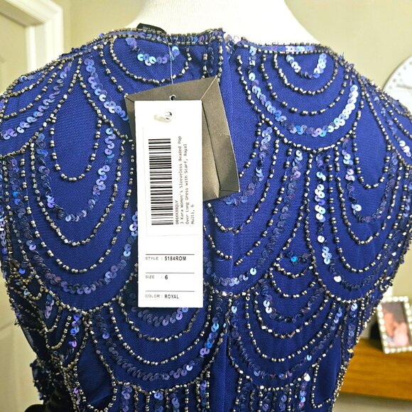 NWT J Kara Handmade Beaded Gown & Scarf, sz 6 - Picture 8 of 14